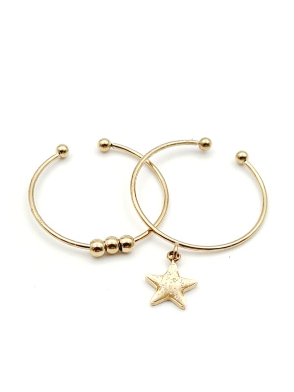 ZAG Bijoux ring 'Double ring star & balls'
