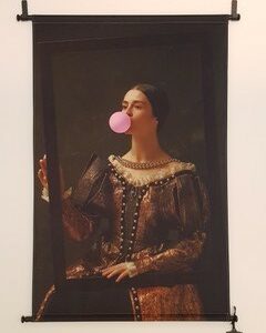 Schilderij velvet wanddoek bubblegum