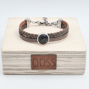 Qoss Armband Nova Antraciet Taupe Leer