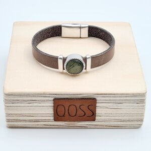 Qoss Armband Kiki Mosgroen Taupe Leer M