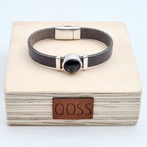 Qoss Armband Kiki Antraciet Vintage-Zwart Leer L